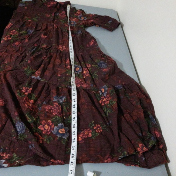 Natural Life Rebecca Floral Tiered Midi Dress Womens M Red Peasant Cottage Boho - Picture 9 of 9